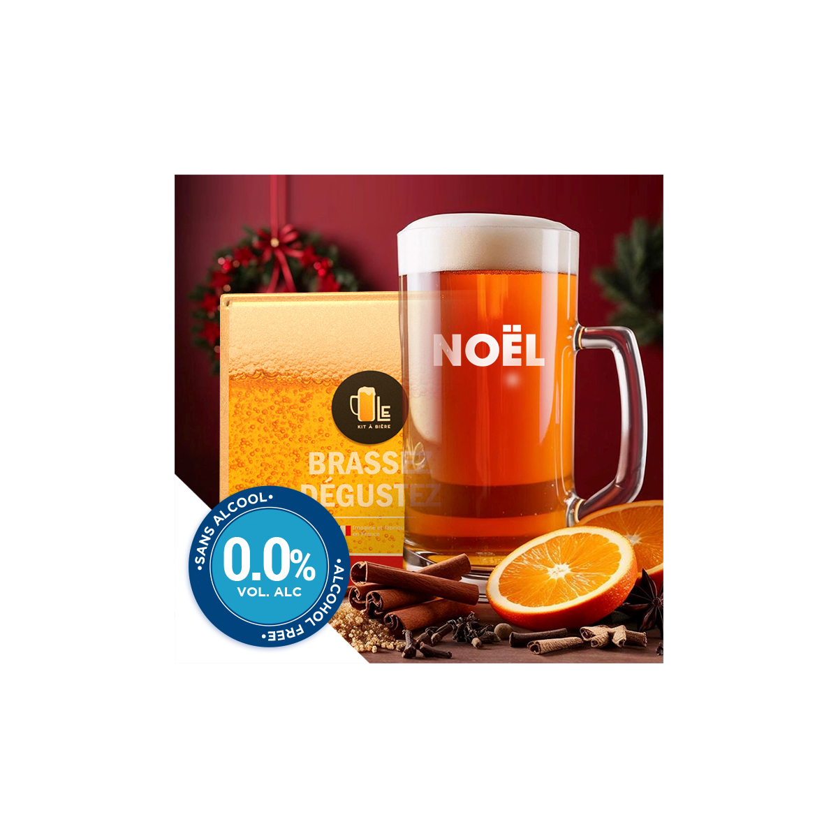 Kit de Bière de Noël sans alcool complet pour brassage 5 litres